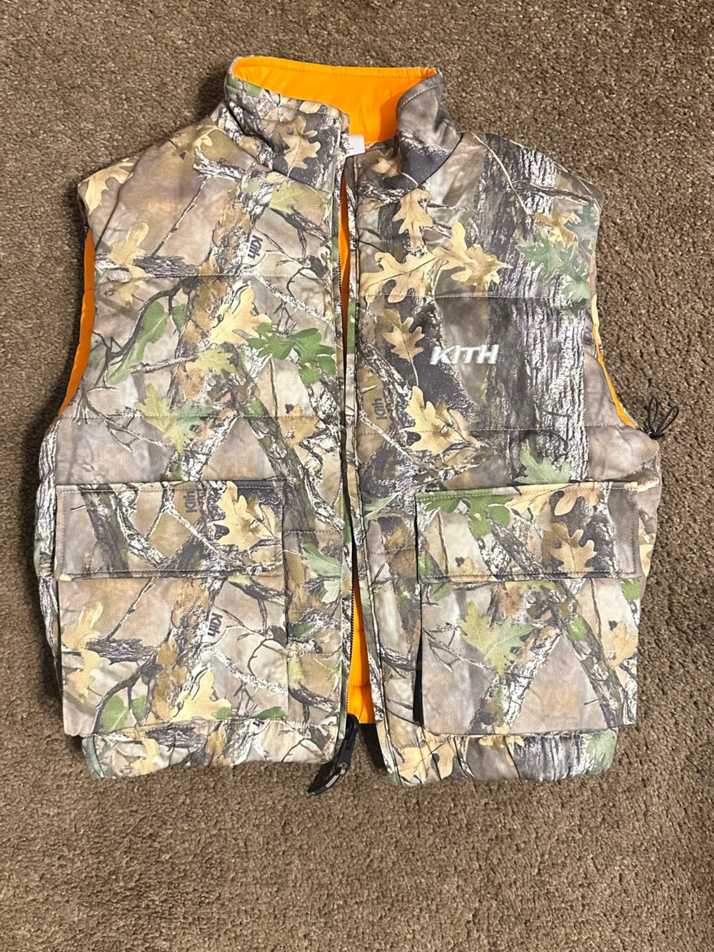 Kith Kids Bright Orange Reversible Puffer Vest with Camo Lining - Picture 12 of 12